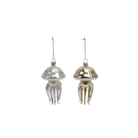 Juleheng manet assortert 10cm gull/hvit