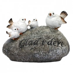 Fire fugler på stein Glad i...