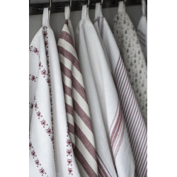 Håndduk i hvit med røde striper på sidene 50x70
