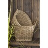 Kurv i rattan oval med hanker 37x37x50