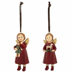 Line - Ornament Rød 4,3x4x10,3cm Polyresin assortert
