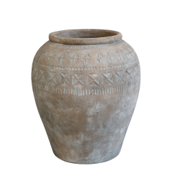 Terracotta Krukke m. mønster H44/Ø39,5 cm natur