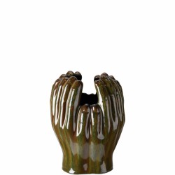 HANDS Vase L20 D19 H24,5 cm reaktiv brun