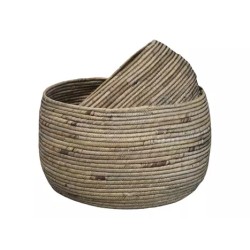 Kurv av vannhyacint H15/Ø34 cm mørk natur