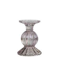 Lysestake med perlekant 14x10 lysrosa