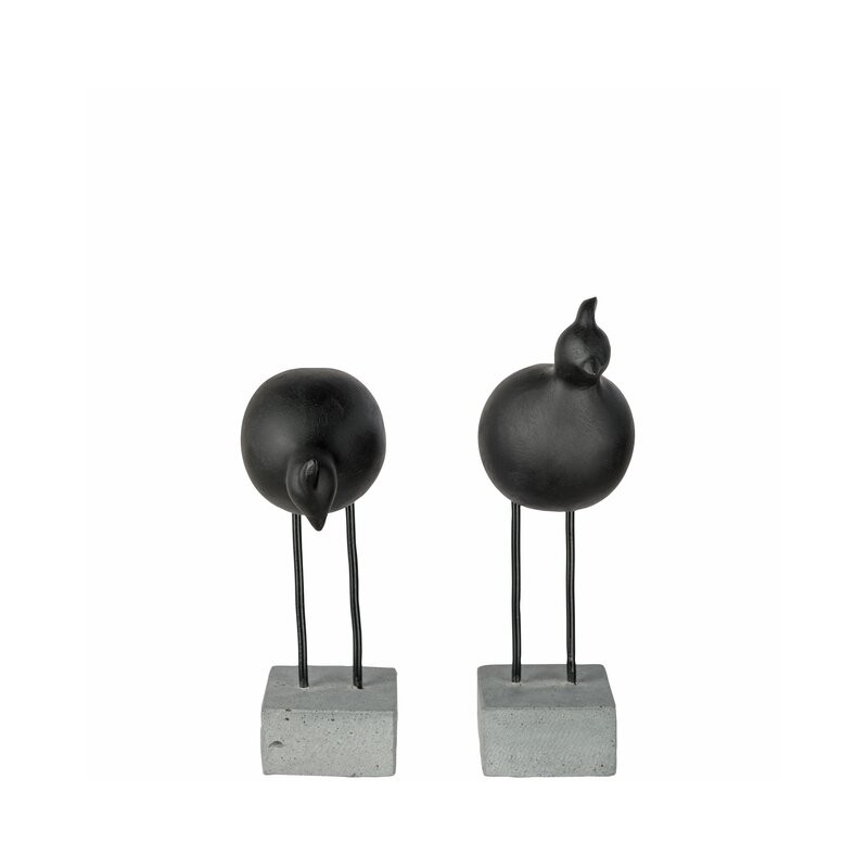 Fågel på ben, 2/set, svart, H31-26 D19-18 cm