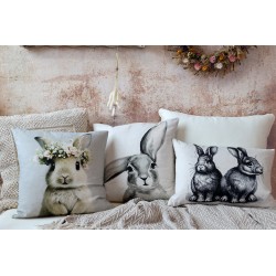 Putetrekk 45x45 fransk grå med hare