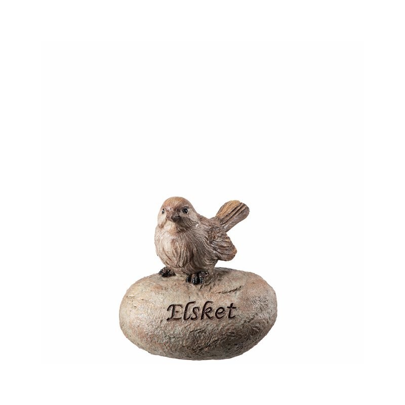 Polystein med fugl Elsket 10x12 cm