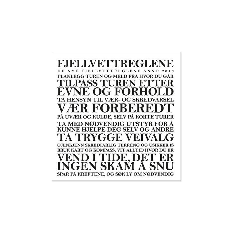 Lunsjserviett fjellvettreglene 33x33 cm 20 stk 3 lags