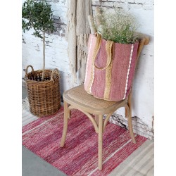 Strandveske 60x40x30 bringebærrød gjenbruksgarn