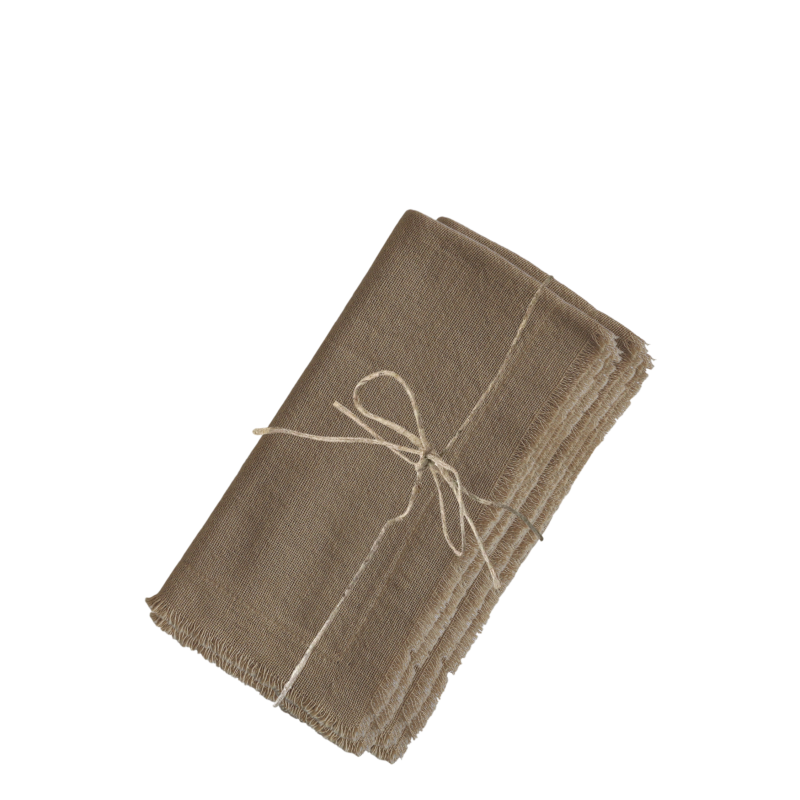 Stoffserviett pakke med fire revet kant 40x40cm kamelfarget