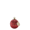 Sterinlys julekule med riller 10,5x7,5cm cherryrød