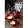 Sterinlys julekule med riller 10,5x7,5cm cherryrød