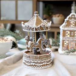 Noël Spilledåse med karusell 21,5x11,5 cm mokkafarget