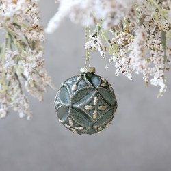Julekule med glitter 8cm mosefarget
