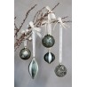 Julekule med glitter 8cm mosefarget