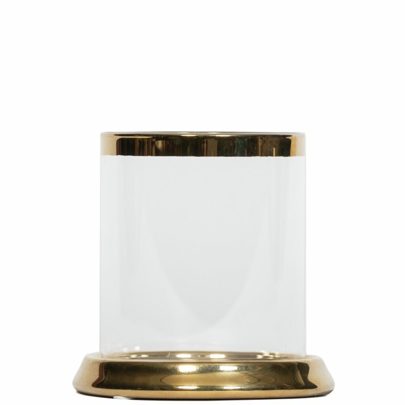 SIV Lyslykt for telys i glass og keramikk D8 H8 cm gull m/ga