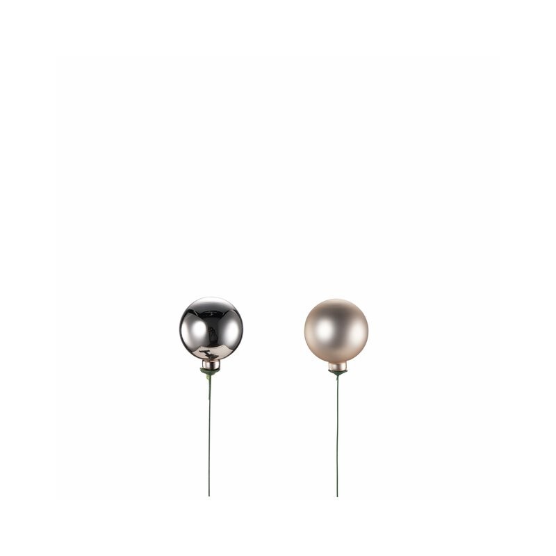 Glasskuler 1stk ass. B5 cm på 12 cm stick matt/blank champan