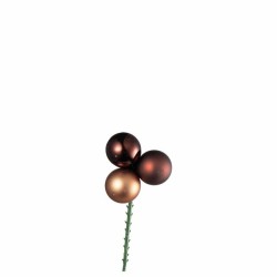 Glasskuler 3stk B2,5 cm på 12 cm pinne matt/blank brun
