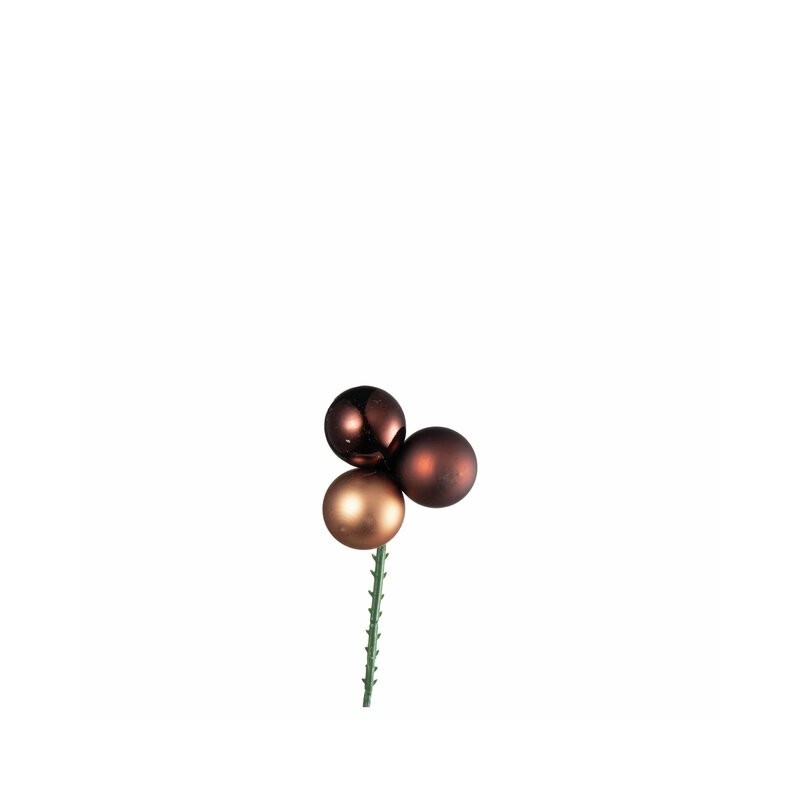 Glasskuler 3stk B2,5 cm på 12 cm pinne matt/blank brun