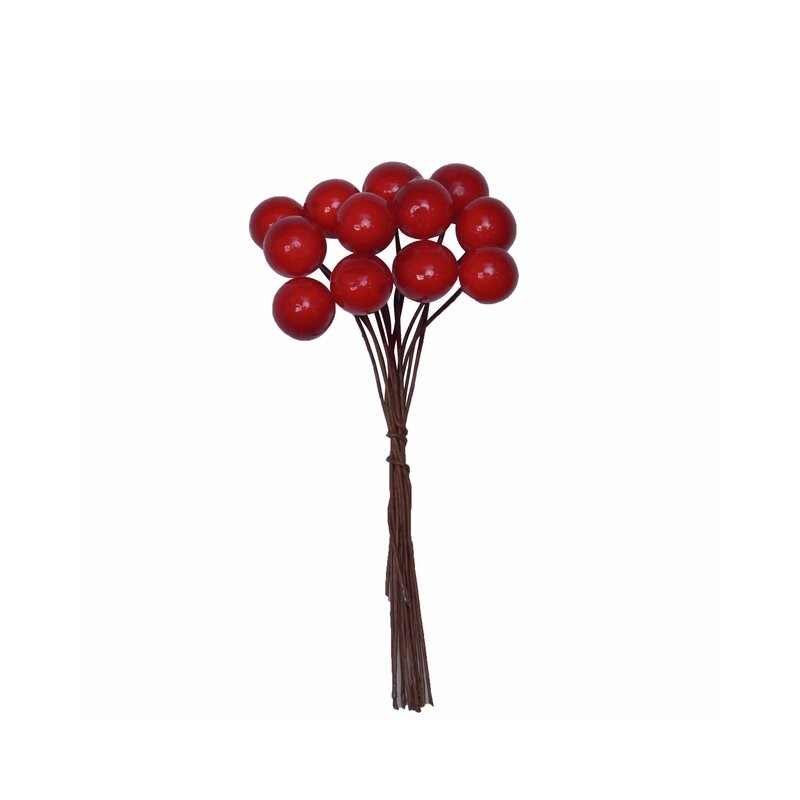 Rødt bær på streng 1 cm
