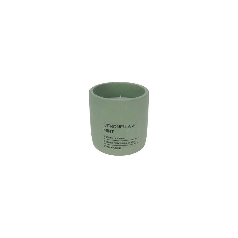 Duftlys grønn krukke citronella 10x10 cm 170gr voks