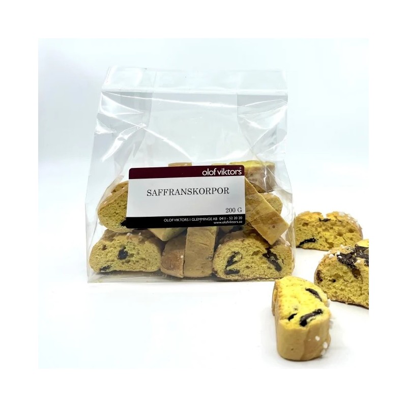 Safranskorper med sjokolade 200gr Olof Victors