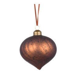 Julekule løk vridd glass 2ass D8 cm matt brun