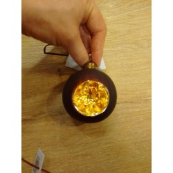 Julekule brun med speilhull antikk kuleformet 8cm