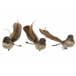 Fugl på klips glitrende 13 cm