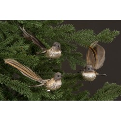 Fugl på klips glitrende 13 cm