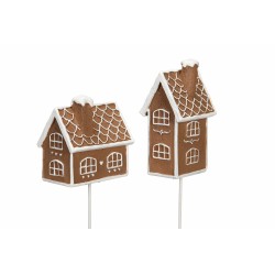 Pepperkakehus på pinne 8cm poly assortert pr stk