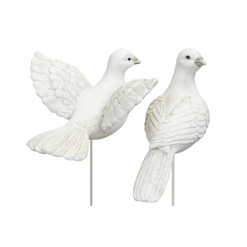 Hvit due på pinne poly assortert 13cm