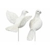 Hvit due på pinne poly assortert 13cm