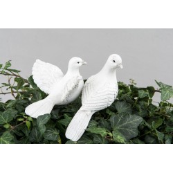 Hvit due på pinne poly assortert 13cm