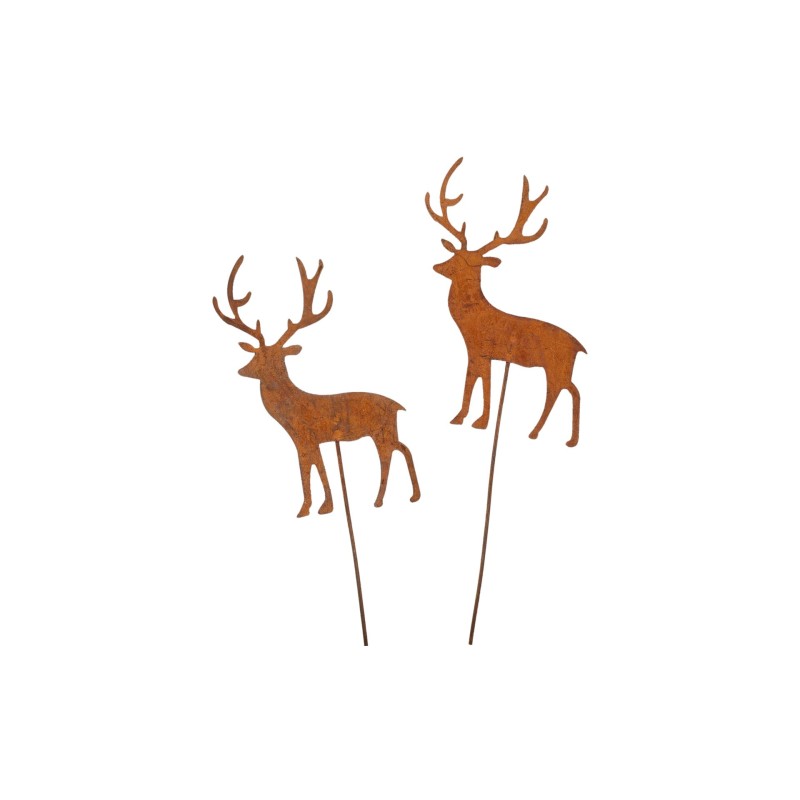 Hjort rustet på pinne 6x9cm