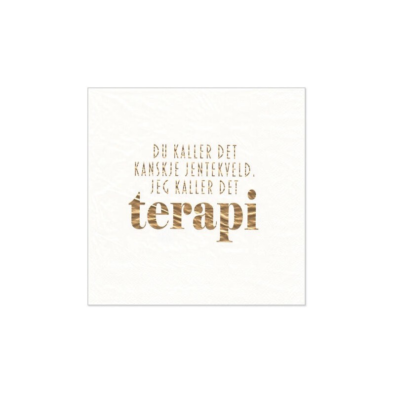 Serviett Terapi Hvit bladgull lunsjserviett 3 lags