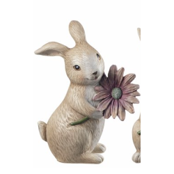 Kanin med blomst 11x7x15,5cm natur rosa blomst