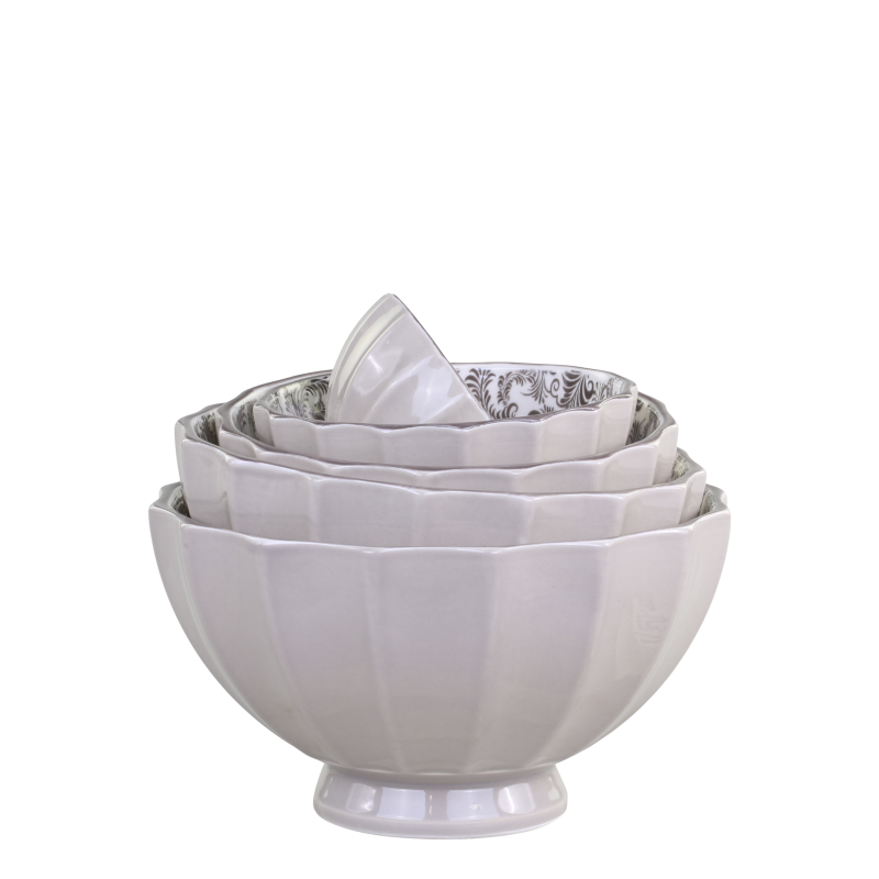 Arés Latteskål med mønster sett med fem mokkafarge 9x16cm