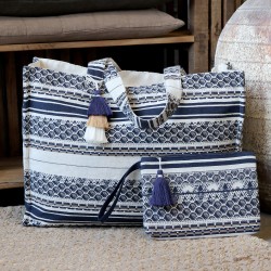 Sens Clutch jaquardvevet toalettmappe 19x26 cm midnattsblå