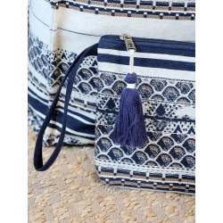 Sens Clutch jaquardvevet toalettmappe 19x26 cm midnattsblå