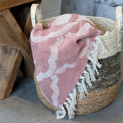 Aix pledd av overskuddsgarn 150x130 cm malva og krem