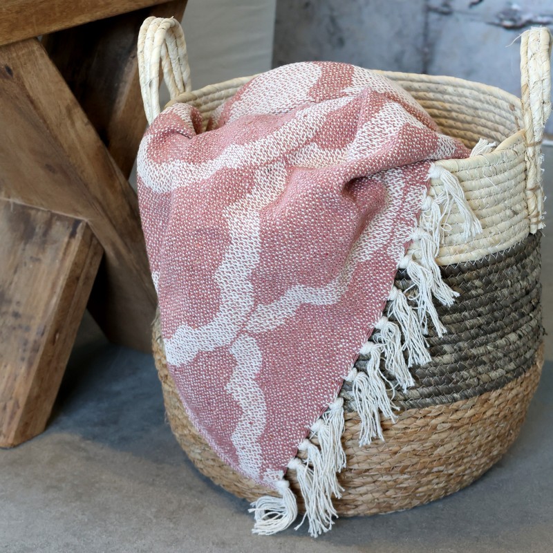 Aix pledd av overskuddsgarn 150x130 cm malva og krem