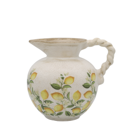 Limone blossom mugge med sitron og blomster 18,5x20,5cm krem