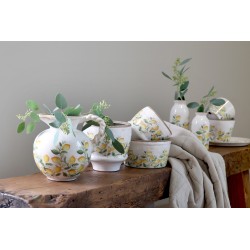 Limone blossom mugge med sitron og blomster 18,5x20,5cm krem