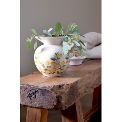 Limone blossom mugge med sitron og blomster 18,5x20,5cm krem