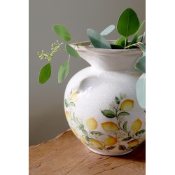 Limone blossom mugge med sitron og blomster 18,5x20,5cm krem