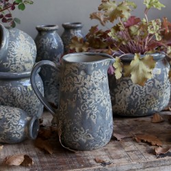 Antibes mugge med bladmønster 18x16 cm opal