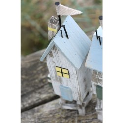 Strandhus med flagg 28x7x7 himmelblå og antikkhvit