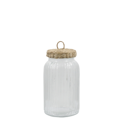 Oppbevaringsglass med flettelokk 20x11cm klar